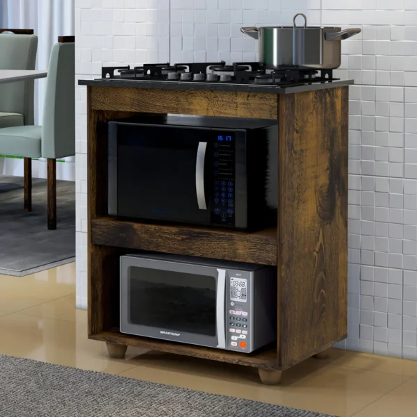 Balcão de Cozinha Turim 5 Bocas Kaiki Ypê com Recorte para Cooktop