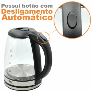 Jarra De Vidro Elétrica Chaleira 1500w Inox - Imagem 5
