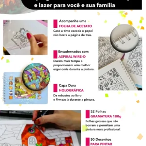 Kit 100 Canetinhas Touch + 2 Livros Capa Dura De Colorir - Imagem 3