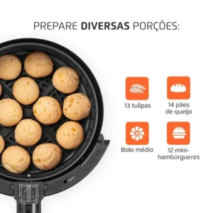 Mondial AF-30-I fritadeira elétrica air fryer sem óleo 3,5L cor preto e inox - Imagem 4