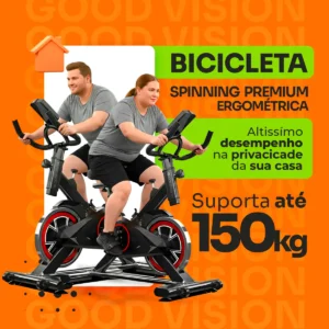 Bicicleta Ergometrica Spinning GoodVision Profissional Para Cardio Fitness Musculação Atividade Física Inercia Cor Preto e Vermelho ate 150kg - Imagem 5