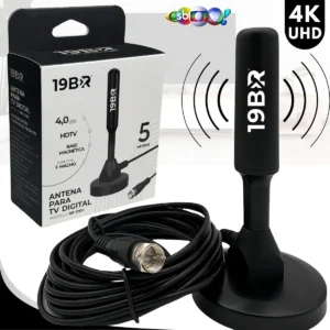 Antena Digital 4k Hd Interna Externa Para Tv Samsung LG Smart Led Lcd 3d Uhf Cabo Longo Com Base Magnética - Imagem 1
