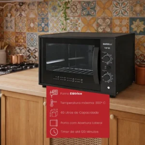 Forno Elétrico De Bancada Nardelli 60litros Top60 Black Cor Preto - Imagem 2