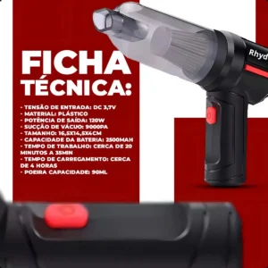Aspirador De Pó Mini Soprador 3em1 Usb 1 Refil Portátil Recarregável Marca RHYDE - Imagem 8