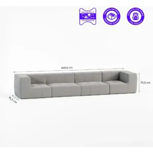 Sofá Modular Na Caixa Bouclé Linho 4 Lugares 2 Braços - Imagem 4