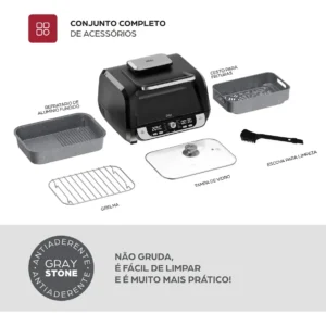 Fritadeira Elétrica Air Fryer WAP Cozinha Barbecue com Painel Digital e 12 Funções Preto e cinza - Imagem 7