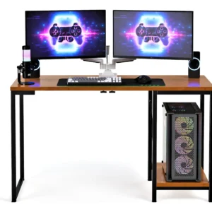 Escrivaninha Gamer Tóquio Industrial Preta de 115 cm para Home Office e Estudo com Prateleira - Imagem 5