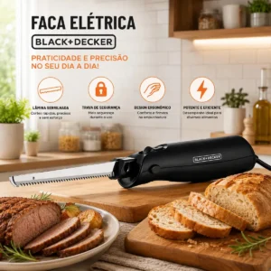 Faca Elétrica de Cozinha Black Decker Modelo FEL150 com Lâminas Removíveis em Inox - Imagem 2