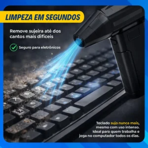 Mini Ventilador Soprador Ar Turbo 130000RPM Sem Fio Recarregável USB 3 Níveis Jato Forte Portátil Multiuso Limpeza Teclado Carro Acende Churrasqueira Simake - Imagem 5