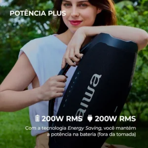 Caixa De Som Boombox Plus Aiwa Bbs-01-b 200w Bt 30h Ip66 Usb Preto - Imagem 5