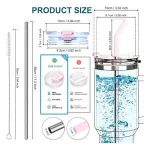 Copo Térmico Gigante 1,2l Inox Com Tampa E Inox Canudo Cor Rosa Cor Pura / Material Fosco - Imagem 6