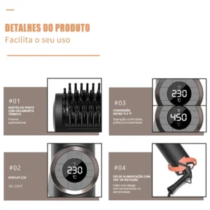 Escova Secadora Profissional Alisadora Alisar E Enrolar 55w - Imagem 4