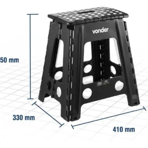 Banqueta Plástica Multiuso Dobrável 45cm 150kg Vonder Preto - Imagem 4