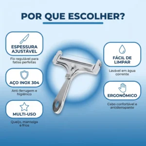 Fatiador Cortador Queijo E Frios Inox Portátil Fio Regulável - Imagem 6