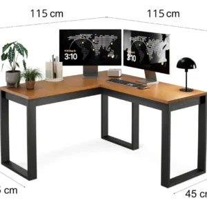Mesa Escrivaninha Em L Para Pc De Canto Berlim Para Computador Mesa para Escritorio Home Office Estudo Trabalho Gamer Maxi do Brasil Cinamomo Preta Preto/canela - Imagem 4