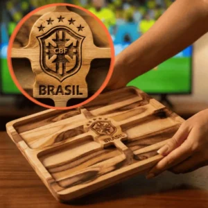 Tábua Petisqueira Teca 35x28 Brasil Times Copa Do Mundo - Imagem 1