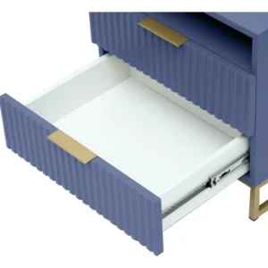 Mesa De Cabeceira Ondulada Azul Westwing Laca Semi-fosca Azul - Imagem 5