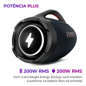 Caixa de Som Boombox Plus AIWA BBS-01-LBL 200W Bluetooth 30H IP66 USB RGB - Imagem 5