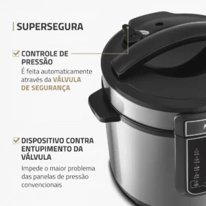 Panela Elétrica Pe-60-6l Digital Pressão 6l Mondial Cor Preto Frequência 60hz - Imagem 6