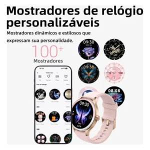 Smartwatch Moda Relógio Hd De Liga De Alumínio 100+ Esportes Caixa Preto Pulseira Rosa-pálido - Imagem 8