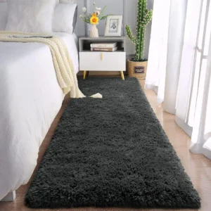 Passadeira Corredor 2,00x0,60 Tapete Super Peludo Beira De Cama Sala Quarto Cinza - Imagem 1