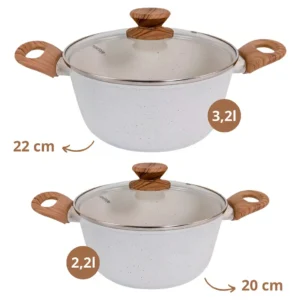 Jogo De Panelas Indução Gourmet Antiaderente Cerâmica Premium Mármol 10 Peças Mimo Style - Imagem 5