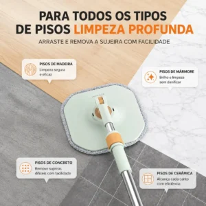 Mop 2 Águas Premium Separação Água Limpa E Suja Cabo 1,6 Mts Verde Com Laranja - Imagem 7