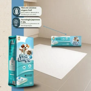 Tapete Higiênico 80x60 30un Pata Limpa Descartável Cachorro Pet Cão Fralda Manta Absorvente - Imagem 5