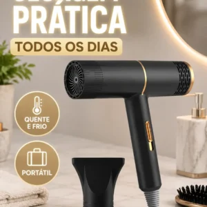 Secador De Cabelo Iônico Portátil 1200w Quente Frio Turbo - Imagem 3
