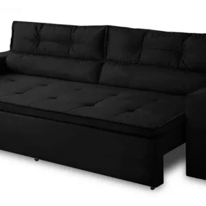 Sofá Retrátil Reclinável 3 Lugares C Molas 1,80m Vegas Suede Cor Preto - Imagem 5