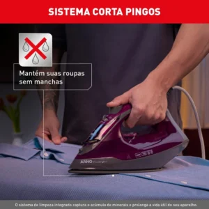 Ferro a vapor Arno Powergliss com base XGlide e vapor contínuo FPO1 - Imagem 4