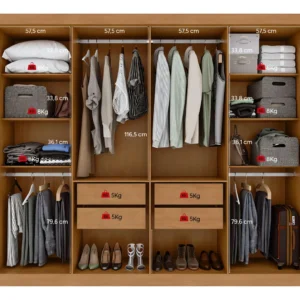 Guarda-roupa Casal Easy Slim 8 Portas C/ Espelho Amendoa/off - Imagem 3