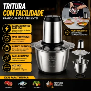 Multiprocessador Triturador Elétrico Carnes Legumes Inox 3l - Imagem 5