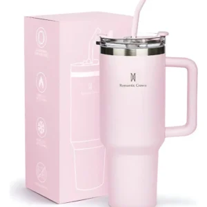 Copo Térmico Gigante 1,2l Inox Com Tampa E Inox Canudo Cor Rosa Cor Pura / Material Fosco - Imagem 1