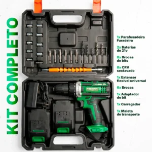 Parafusadeira Furadeira 21v 1300mah Com 2 Baterias Recarregável Sem Fio Maleta Completa Several Importados - Imagem 4