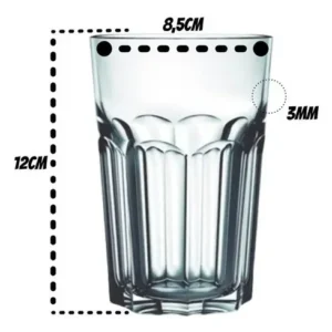 Jogo Kit 6 Copos Vidro Grosso 400ml Água Suco Drink Premium Cor Transparente Original line - Imagem 2