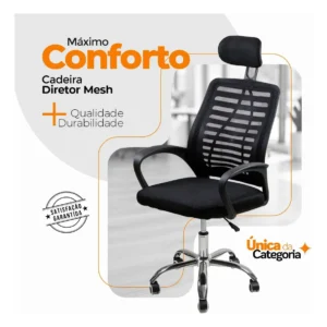 Cadeira de escritório Oficial Webshop Diretor Mesh Dir360 ergonômica preta com estofado de malha - Imagem 5