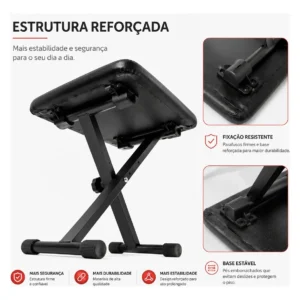 Banco Banqueta Piano Teclado Konig Regulável Portátil Em X - Imagem 6