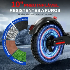 Oimotoo Patinete Elétrico 500w Com 10in Inflar Pneu +assento - Imagem 6