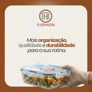Kit 10 Pote De Vidro Marmita Hermético 640ml Freezer Fitness Rishon - Imagem 7