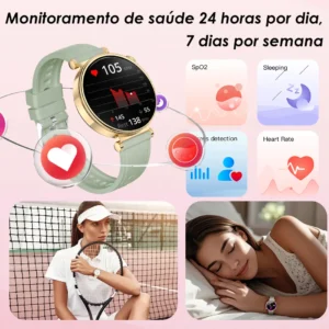 Smartwatch Feminino Aurafit Am23 Tela Amoled 1.32 Ouro Rosa - Imagem 6