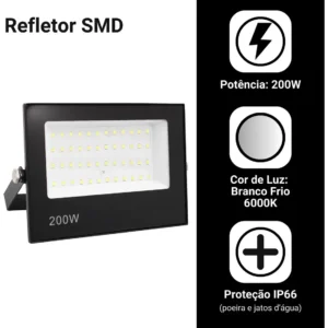 Kit 5 Refletor SMD Led Koales 200w Prova Dágua Carcaça Preto Luz Branco-frio - Imagem 4