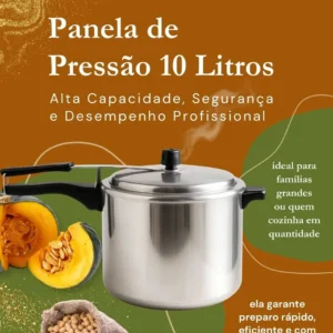 Panela de pressão 10 litros Alumínio Polida Grande Reforçada Cozimento Rápido Econômica Fechamento Interno - Imagem 3