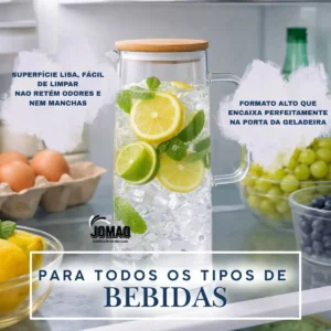 Jarra De Vidro Borossilicato 1,2 L Com Tampa Bambu Vedação Hermética Para Sucos Água Pítia - Imagem 8