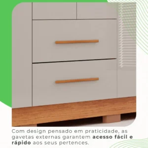 Guarda-roupa Casal com Espelho 6 Portas 2 Gavetas Sallêto Cinamomo/Off White - Imagem 4