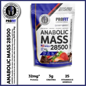 Hipercalórico Anabolic Mass 28500 - 3kg - Profit Labs Sabor Chocolate com Morango - Imagem 7