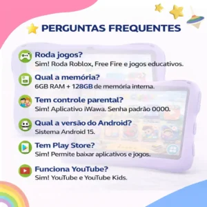 Tablet Milii Infantil 6gb 128gb 7 Android 15 Com Capa - Imagem 2