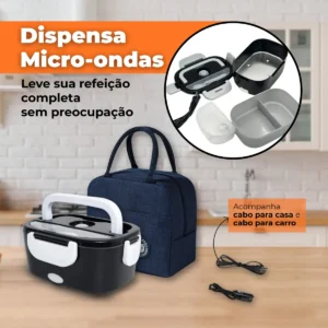 Marmita Elétrica Térmica Preta Bivolt 110v/220v E Veicular 12v/24v + Bolsa Térmica Lancheira Doméstica Trabalho 1.5l Carro/casa Portátil Aquecedor De Alimentos Uber Carro Caminhão - Imagem 4