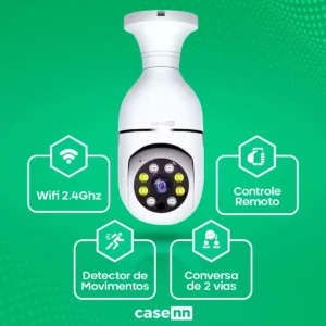 Câmera Lampada De segurança Casenn Ip Wifi Com Visão Noturna Interna Externa App Yoosee Espiã 360º Cor Branco - Imagem 3