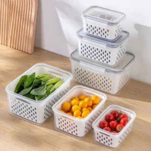 Kit 3 Organizadores Geladeira Alimentos Vegetais Com Tampas - Imagem 8